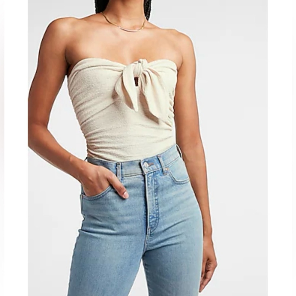 Express Metallic Tie Front Tube Top- Size Small